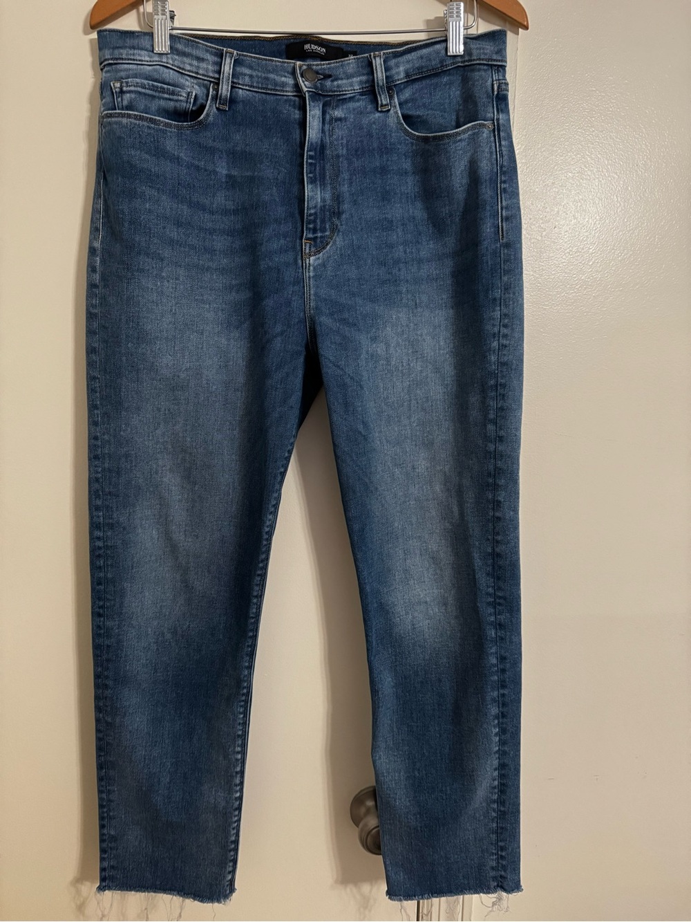 Hudson Jeans Medium Blue Denim Jeans with Gold Stitching